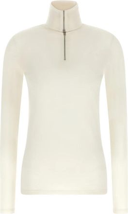 Jil Sander Lange Mouwen coltrui - Dames - Coltruien - Wit - M - Wol - Truien & Vesten