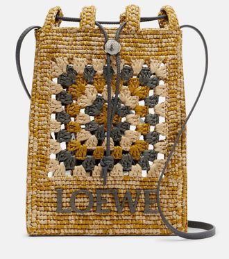 Loewe Paulas Ibiza raffia pouch with strap