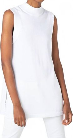Kinross Cashmere Sleeveless Mock Tunic In White