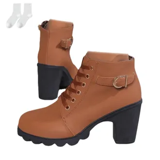 Generic Womens Ankle Boots with Laces, Fashionable Ankle Boots with Block Heel And Side Zipper, Comfortable Boots with A Round Toe for Autumn And Winter, Ever