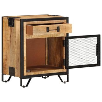 Berkfield Home Bedside Cabinet 43x30x51 cm Solid Rough Mango Wood in Brown | Size: 43 x 30 x 51 cm