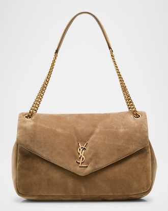 Saint Laurent Calypso Large YSL Chain Shoulder Bag in Suede