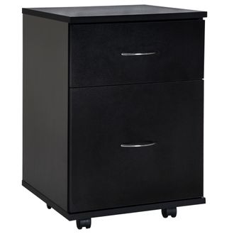 HOMCOM Archivador Con Ruedas Tipo Cajonera De Madera Para Oficina 41x39x58cm Negro