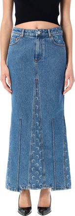 Marine Serre Moon Laser Denim Long Skirt