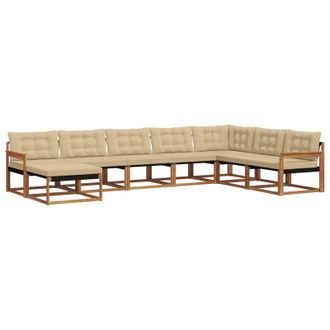vidaXL Conjunto De Sof&aacute;s De Exterior Con Coj&iacute;n 8 Pcs Natural Y Beige Vidaxl