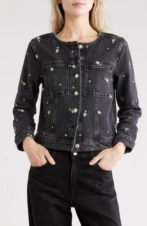 Rails Lido Floral Embroidered Denim Jacket in Ash Black Floral at Nordstrom Rack, Size X-Small