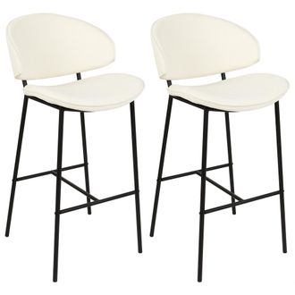 Beliani Beliani - Conjunto De 2 Sillas De Bar Modernas Asiento Tapizado En Tela Respaldo Curvo Sin Reposabrazos Patas Negras Beige Claro Kiana