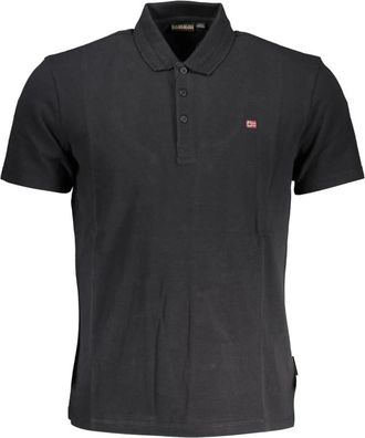 Napapijri Tops, Heren, Zwart, L, Zwarte Polo met korte mouwen