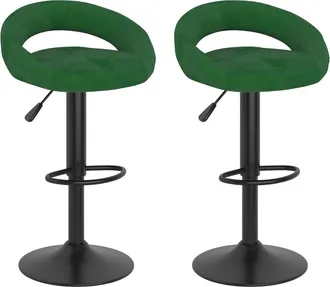 vidaXL Vidaxl - Taburetes De Cocina 2 Unidades Terciopelo Verde Oscuro