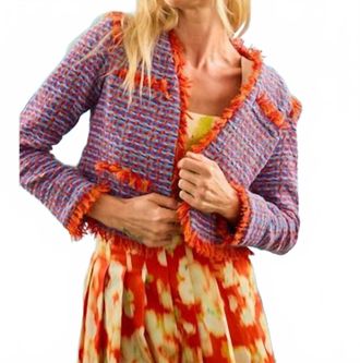 Hunter Bell Coco Crop Jacket In Marine Tweed