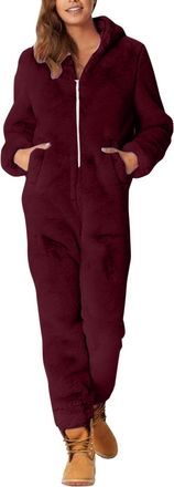 Generic Adult Onesies For Women All In One Pyjamas For Women Fleece Thickened Thermal Flannel Onesies Zip Up Hoodies With Pockets Soft Fluffy Cosy Plush Onesi