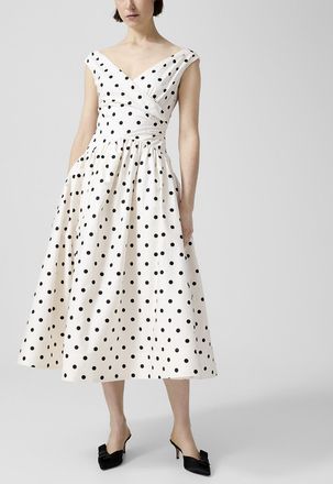 Self Portrait Womens Poplin polka dot V-neck dress