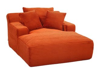 Vente-Unique Chaiselongue de pana color terracota DONILIA