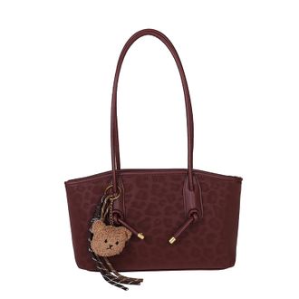 Generic ETOYA PU Outdoor Travel Bag Leopard Print Casual Bag Large Woven Shopping Bag for Woman Birthday Gifts, Red