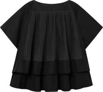 Mark Kenly Domino Tan Bebel Cotton Poplin Blouse - female - Mark Kenly Domino Tan - Blouses - Black - S - Blouses & Shirts