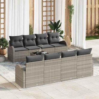 vidaXL Vidaxl - Conjunto De Sof&aacute; De Jard&iacute;n 7 Pcs Gris Claro 55 X 55 X 37 Cm