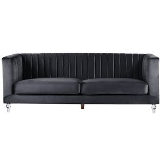 Beliani Sof&aacute; Acolchado Tapizado En Terciopelo 3 Plazas Negro Estilo Glam Arvika