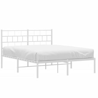 vidaXL Metal Bed Frame without Mattress with Headboard White 150x200cm vidaXL