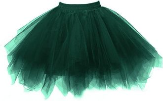 Generic Womens Tulle Tutu Skirts for Adult Classic Elastic 4 Layered Tutu Skirt 80s Skirt Layered Petticoat