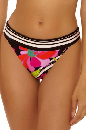 Trina Turk Bougainvillea Banded Hipster Bikini Bottom In Black Floral