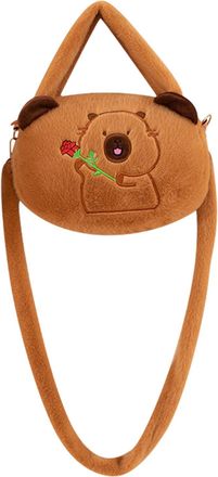 Generic Capybara Plush Bag - Cartoon Creature Shoulder Pouch, Soft Criter Cross-body Sac, Kawaii Roddent Fashion Satchel Accessory, Flufy Wildlife Style Carry
