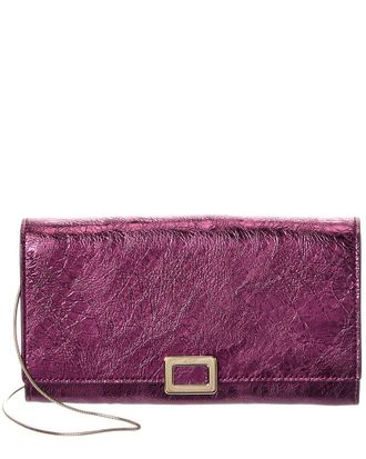 Roger Vivier Mini Buckle Leather Wallet On Chain