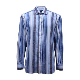 Etro Overhemden, Heren, Blauw, L, Katoen, Katoenen Jacquard Overhemd