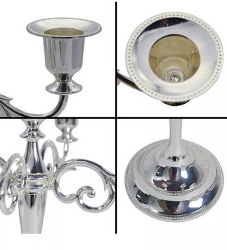 OEM Candelabro De 5 Brazos - Aluminio Y Acero Inoxidable Plateado - 27 Cm Para Decoraci&oacute;n De Mesa