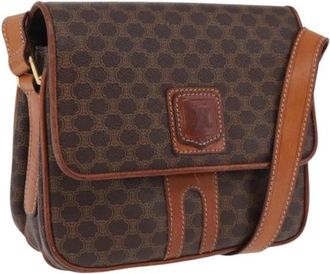 Celine Pre-owned Vintage Macadam Canvas Shoulder Bag - Dames - Vintage Schoudertas - Bruin - ONE Size - Leer - Vintage