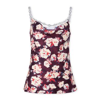 Paco Rabanne Top met bloemenprint in satijnen zijde - Dames - Tops - Veelkleurig - Maat: S Zijde