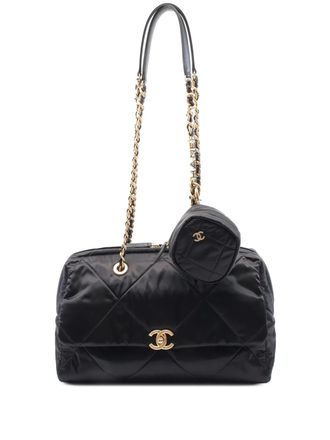 Chanel Borsa a spalla Bowler CC in nylon trapuntato 2021-2025 - Nero