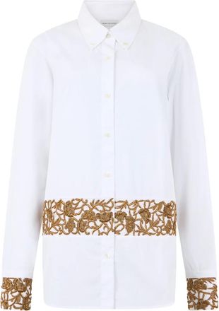 Dries Van Noten Camisa de Popel&iacute;n de Algod&oacute;n Bordada - Blouses & Shirts - Mujer - Blanco - S