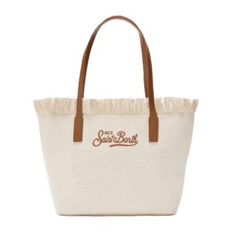 MC2 Saint Barth Tote Bags, female, Beige, Size: ONE SIZE City Bag Mid Fringe Shoulder Bag