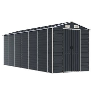 Berkfield Home Garden Shed Anthracite 191x555x198 cm Galvanised Steel in Charcoal | Size: 191 x 555 x 198 cm