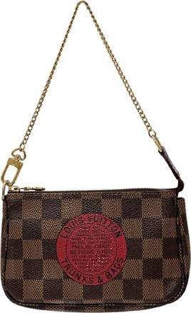 Louis Vuitton Damier Canvas Ebene Red Color Damier Canvas Pochette Pouch (Pre-Owned)