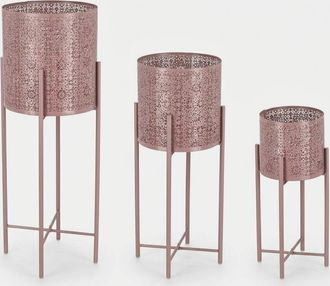 BIZZOTTO Set De 3 Portamacetas Altos De Acero Kalidas Yes - Rosa