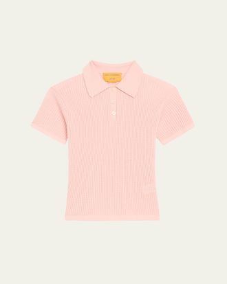 Guest In Residence Cashmere Short-Sleeve Shrunken Polo Sweater