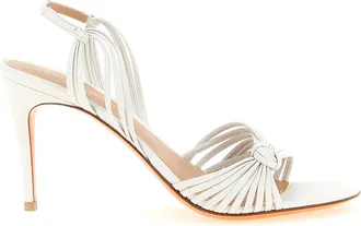 Santoni White Lamb Leather Stiletto Heel Womens Sandals