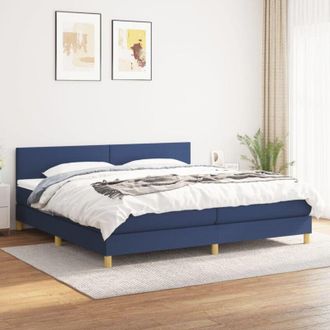 vidaXL Vidaxl - Cama Box Spring Con Colch&oacute;n Tela Azul 200x200 Cm