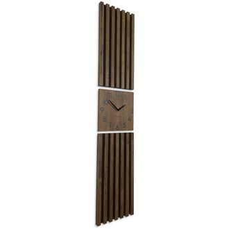 OEM Reloj De Panel De Roble Con Listones, 155x30cm, Marr&oacute;n