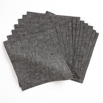 Solino Home Linen Cocktail Napkins - Athena, 6 x 6 in Charcoal Grey at Nordstrom, Size Small