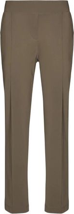 Elena Miro Jersey broek met elastische tailleband - Dames - Slim Fit Broeken - Groen - XS - Leer - Broeken
