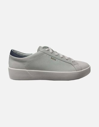 HUGO BOSS Mens Hugo Boss Mens Open White Belwar Tenn Trainers - Grey - Size: 10