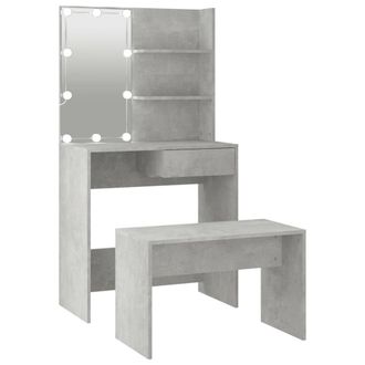 Berkfield Home Dressing Table Set with LED Concrete Grey Engineered Wood