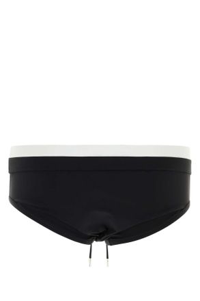 Dolce & Gabbana Mens Black Stretch Nylon Swimming Brief Nerobianco Costumi Da Bagno Swimwear