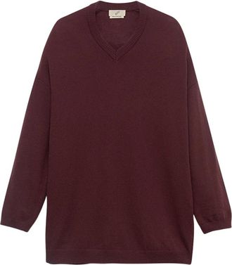 Bite Studios North V-neck Trui - Dames - V-hals truien - Rood - M - Wol - Truien & Vesten