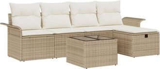 vidaXL Garden Sofa Set with Cushion 6 pcs Beige and Cream Poly Rattan vidaXL