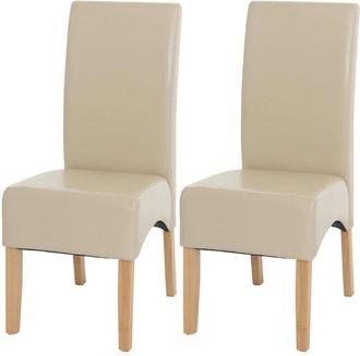 Hhg Hhg - Nunca Usado] Lote De 2 Sillas De Comedor Silla De Cocina Silla Latina, Cuero, Crema, Patas Claras