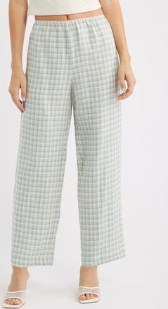 Reformation Lilah Check Print Wide Leg Linen Pants in Zephyr Check at Nordstrom, Size X-Large