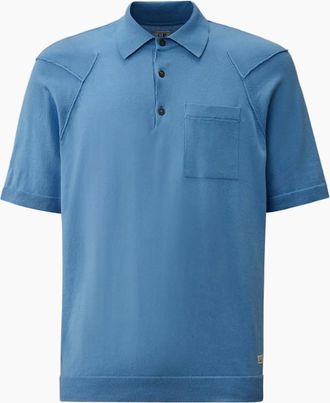 C.P. Company Mens Sea Island Knitted Pocket Polo - Blue - Size: 38